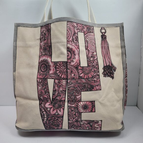 Brighton Love is in Bloom Sweet Heart Large Canvas Tote Bag - Picture 2 of 9